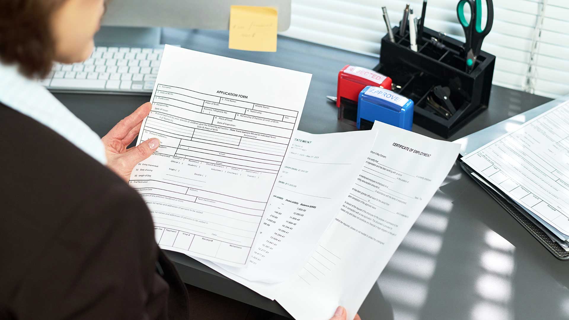 Женщина проверяет документы для гражданства Турции