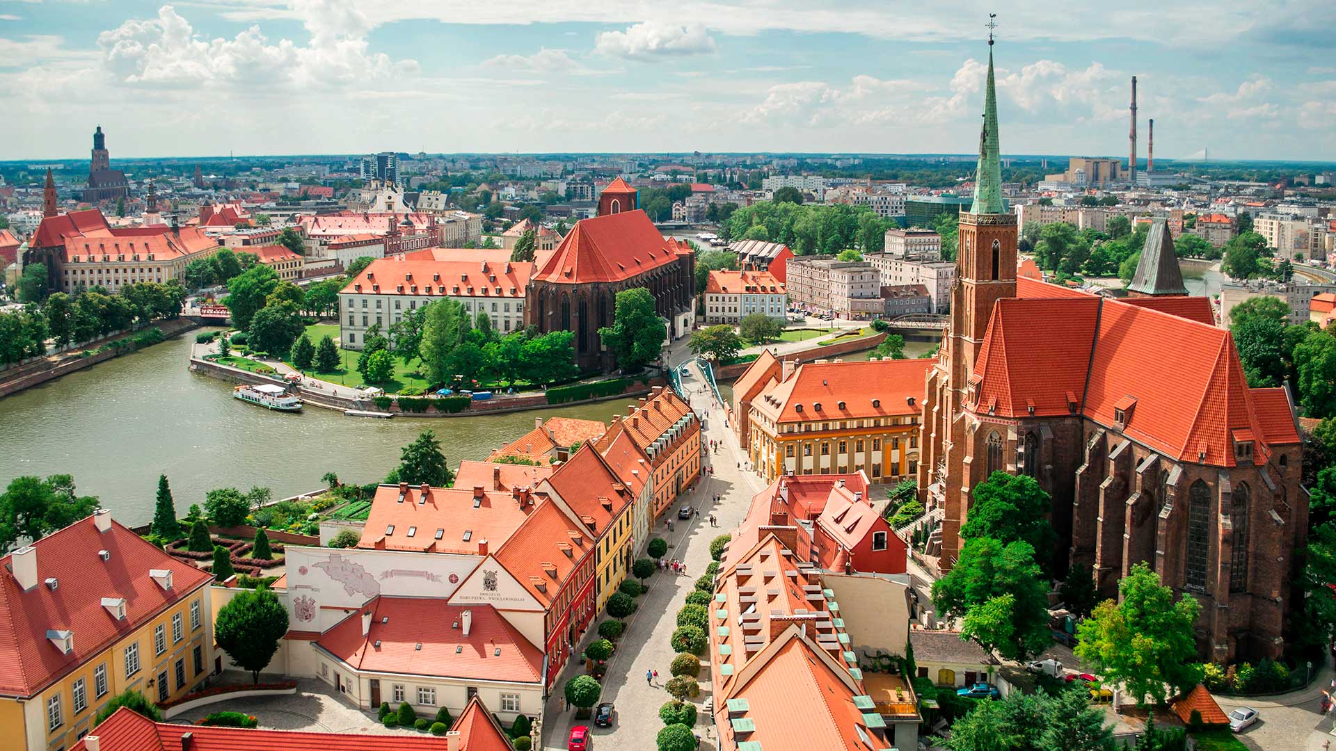 Вид на город Вроцлав в Польше, где иностранцы могут получить карту сталего побыту