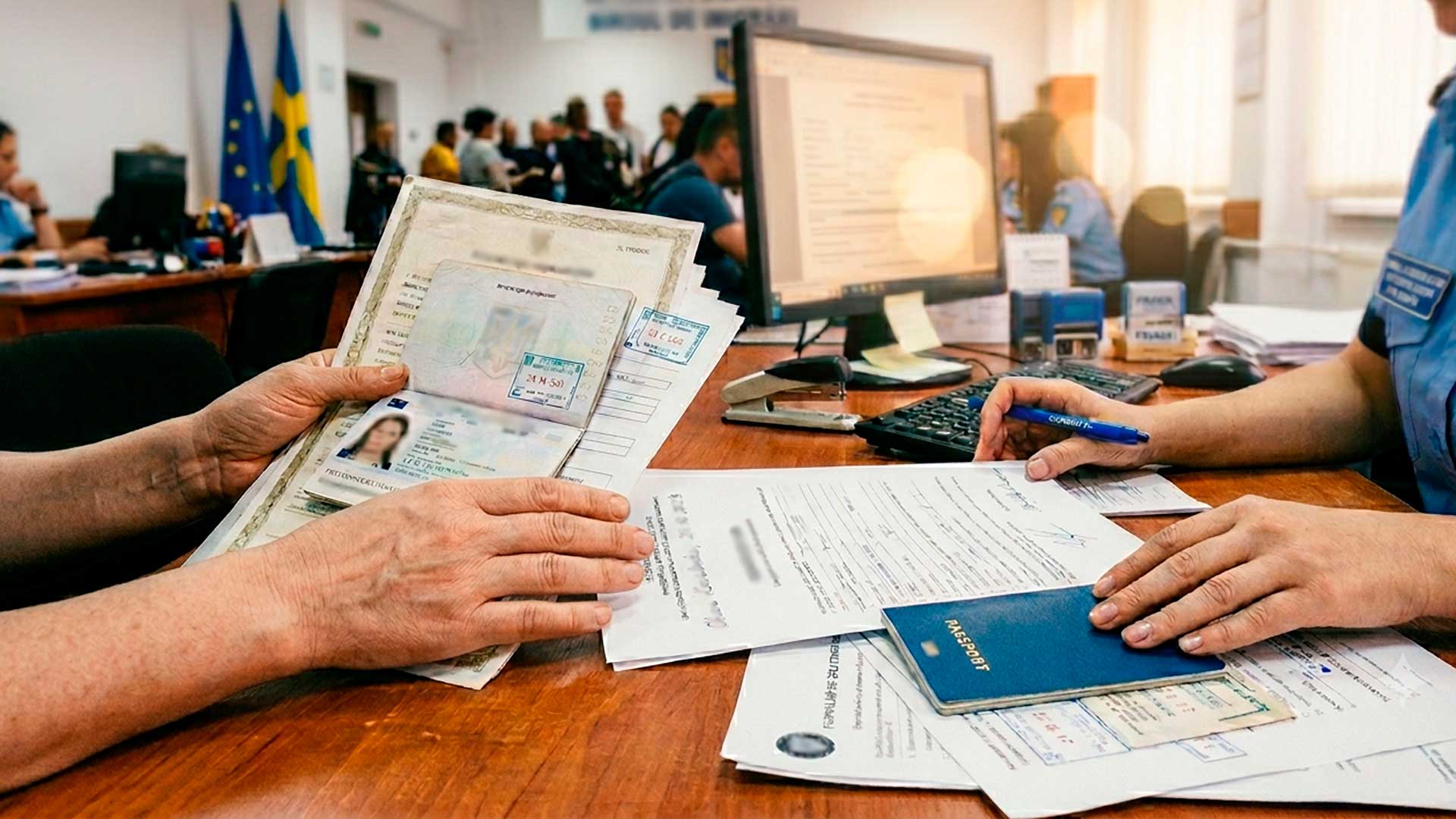 Женщина подает документы на получение ВНЖ Швеции через убежище