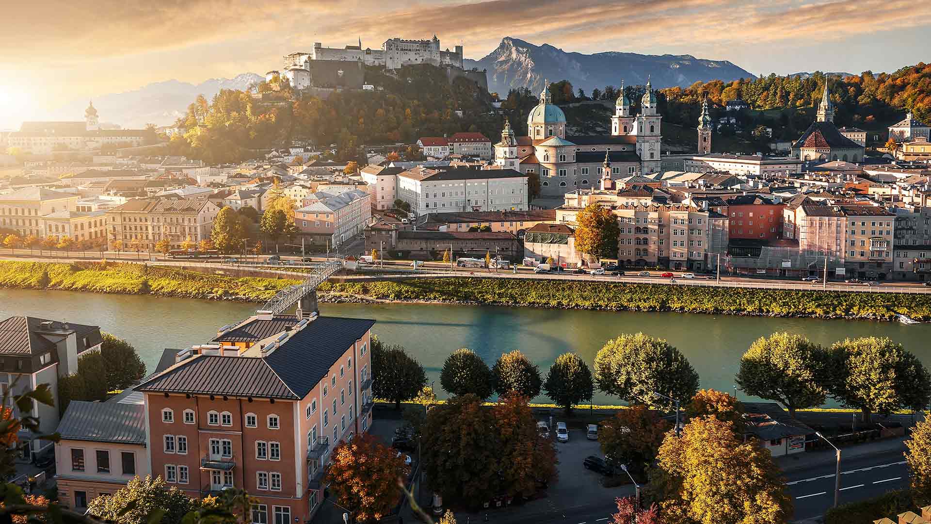 Панорама города с жилыми зданиями для украинцев в Австрии